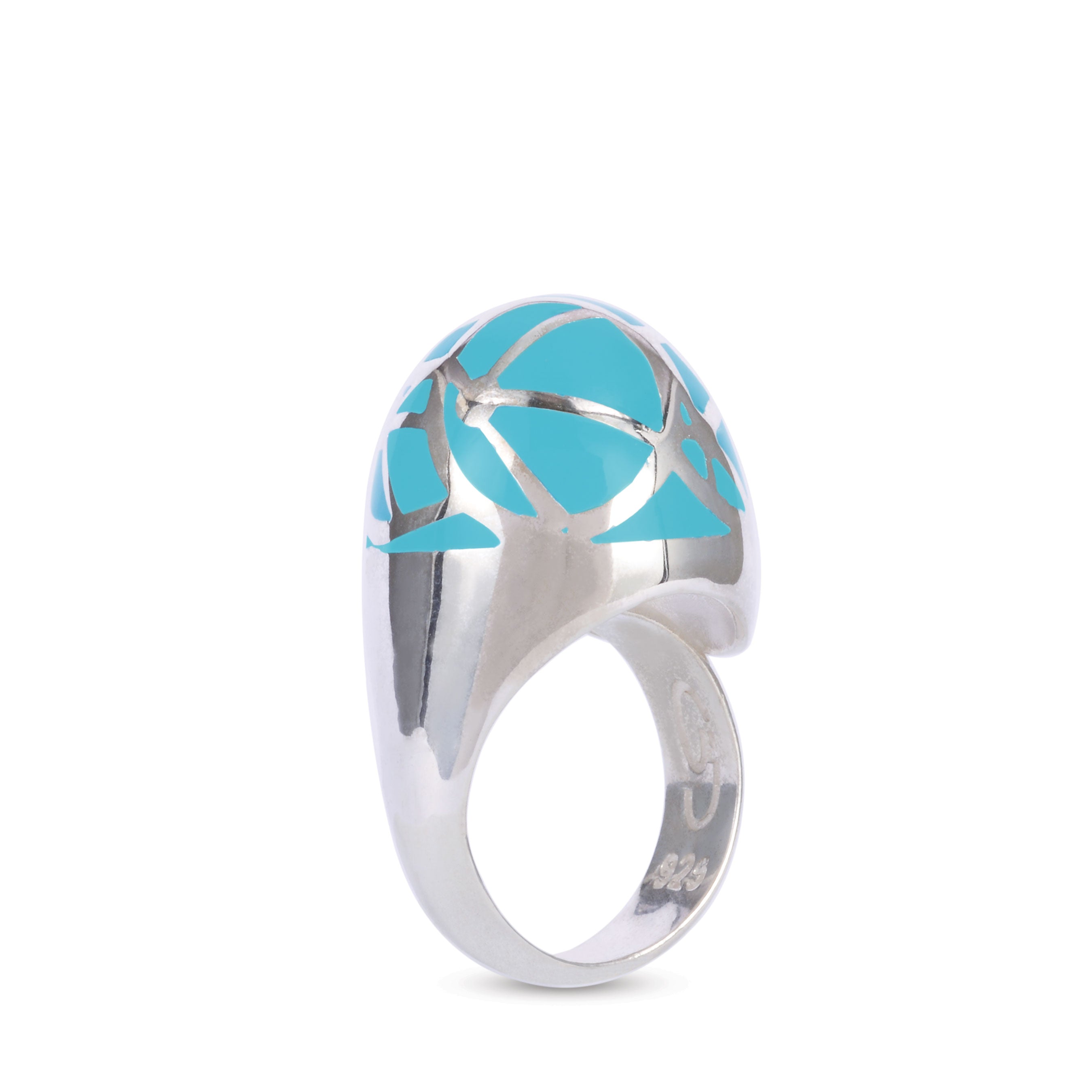 sterling silver turquoise enamel caramel medium ring statement jewelry Cynthia Raffoul