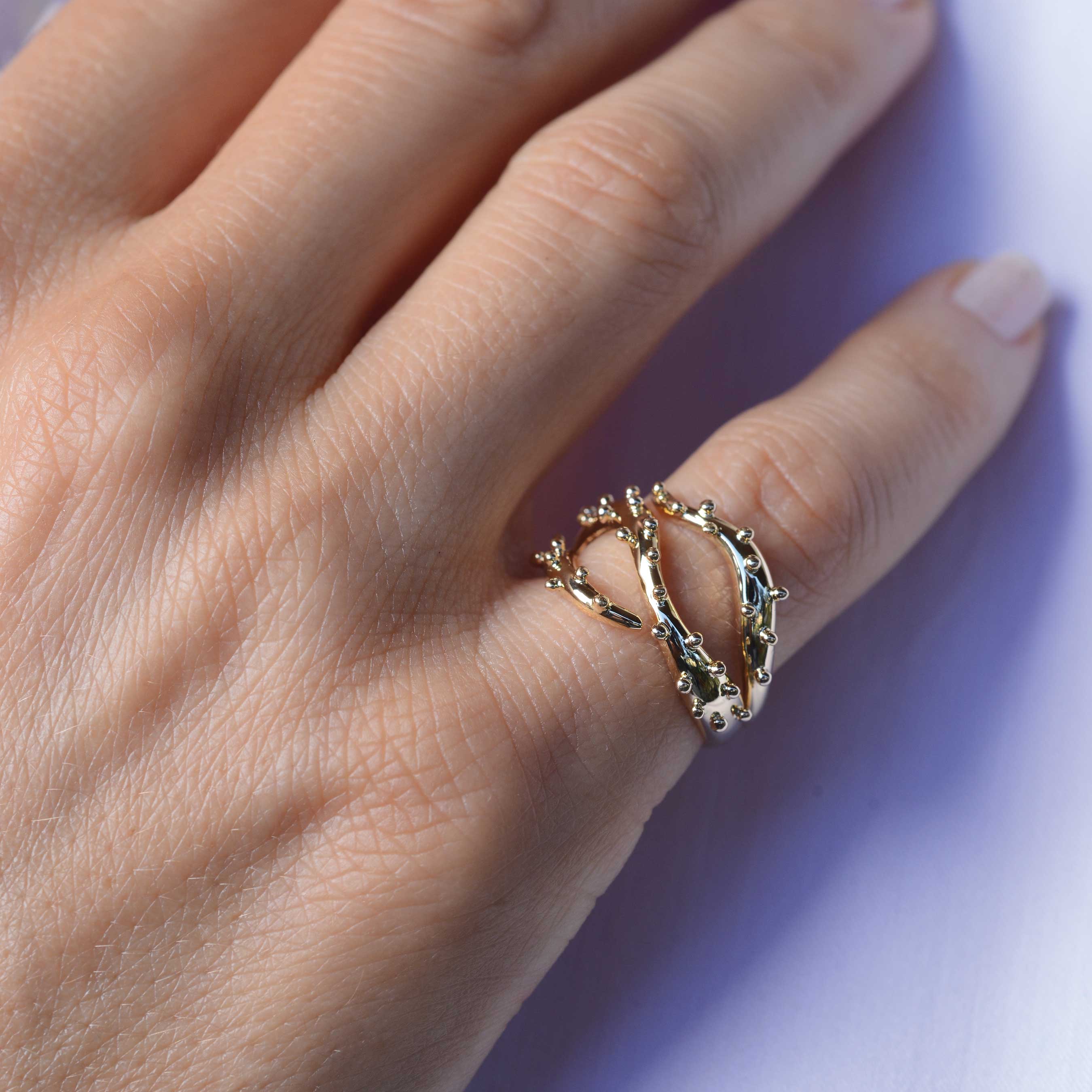 Large ring on a woman hand