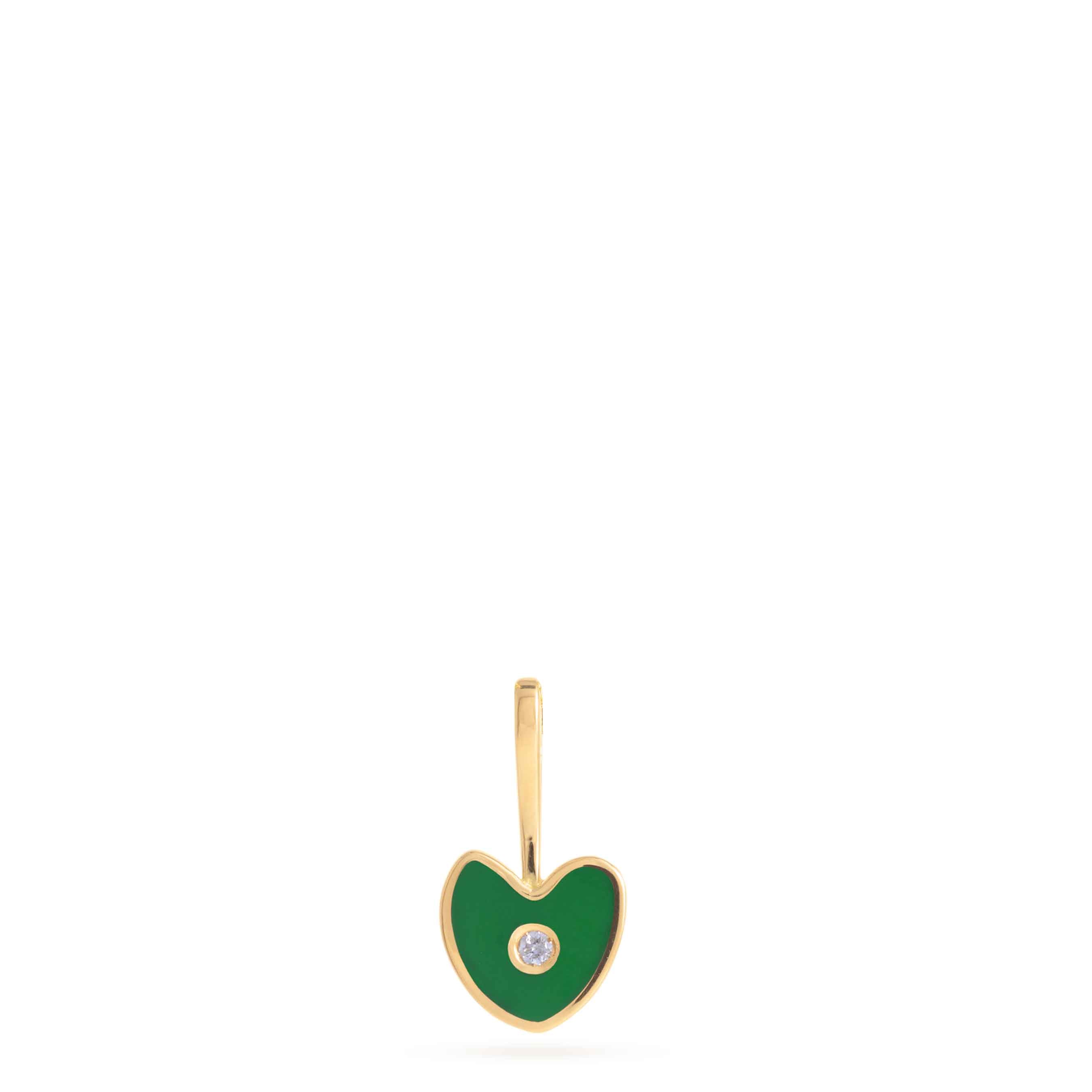green gold heart with white diamond