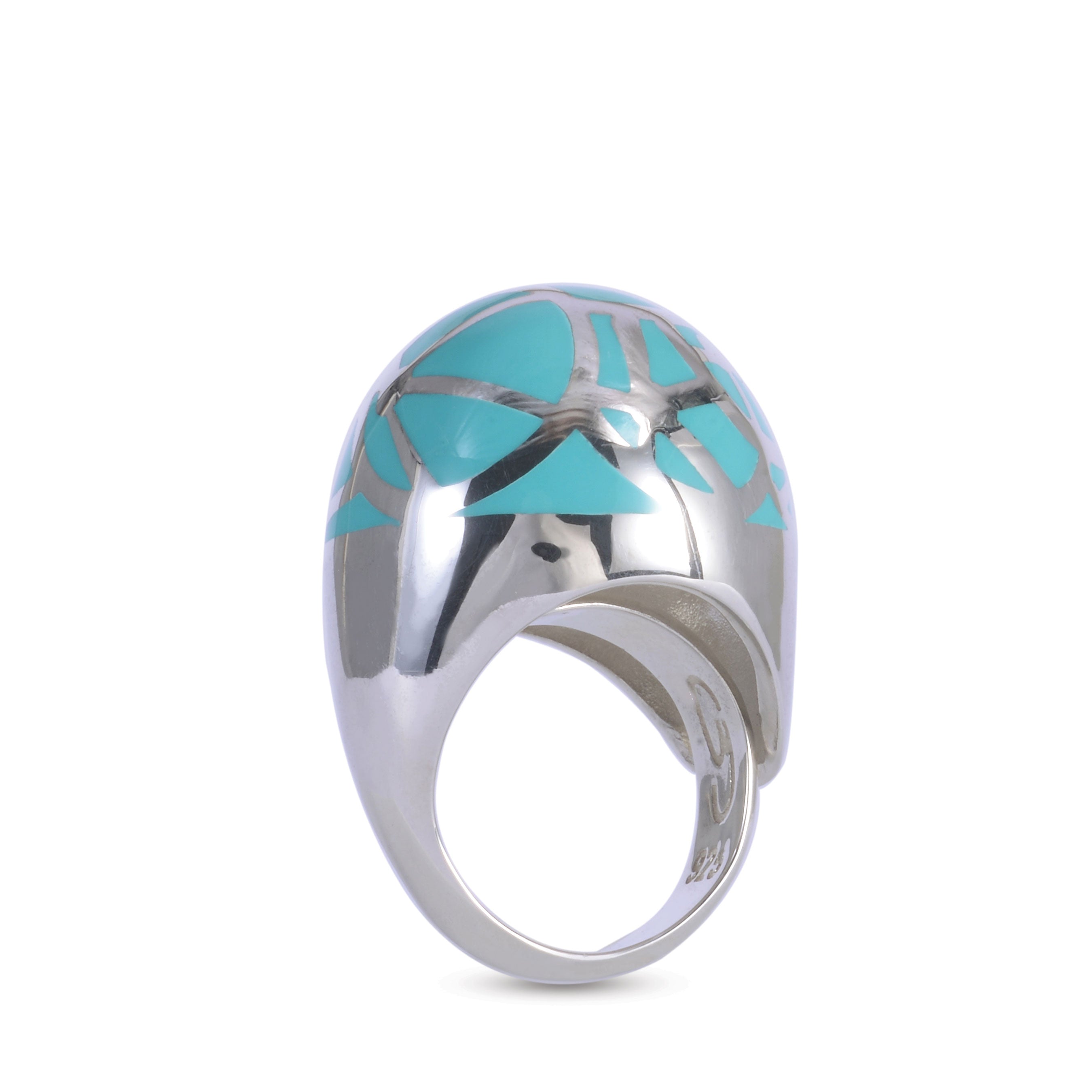 sterling silver Turquoise enamel caramel large ring statement jewelry Cynthia Raffoul