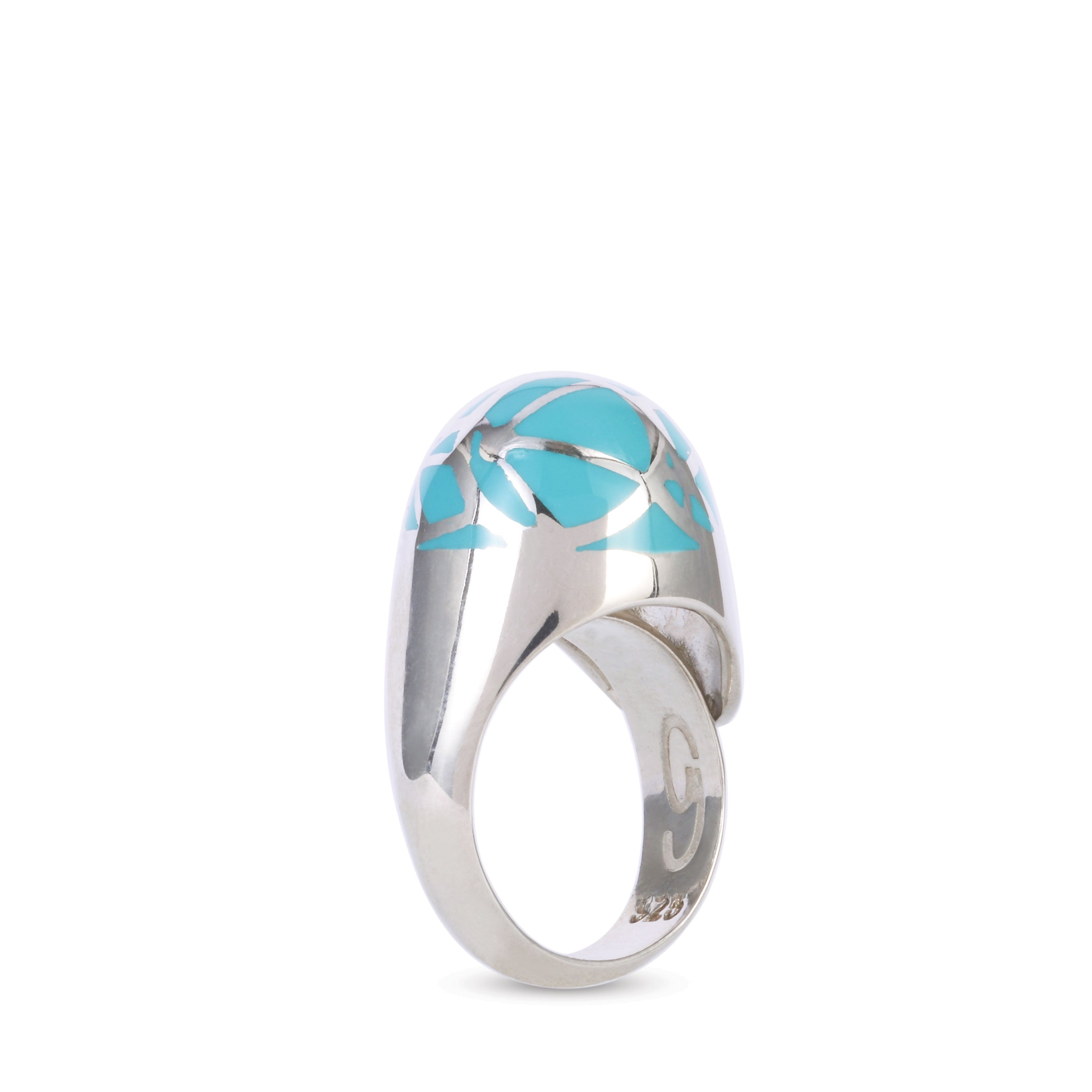 sterling silver turquoise enamel caramel medium ring statement jewelry Cynthia Raffoul