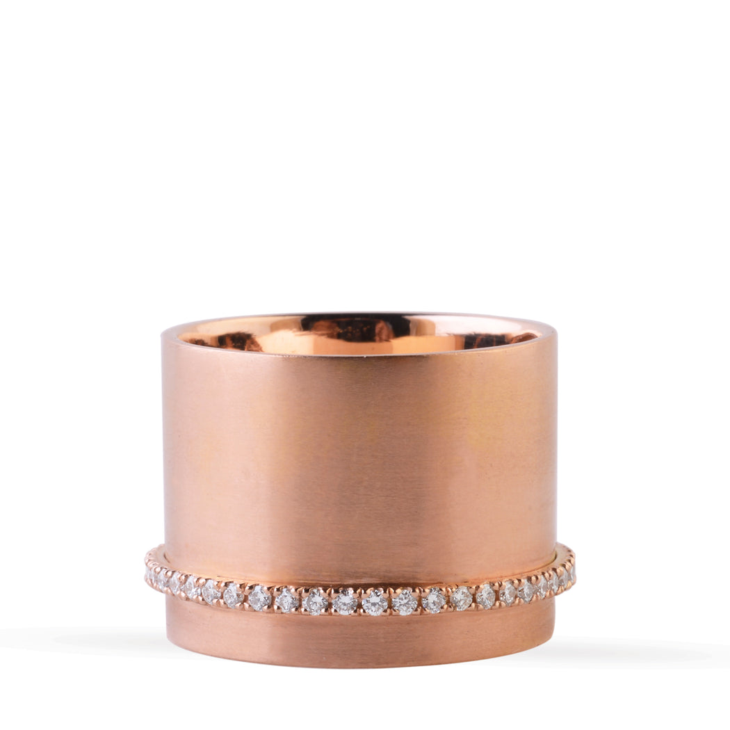 pink gold ring with white diamonds