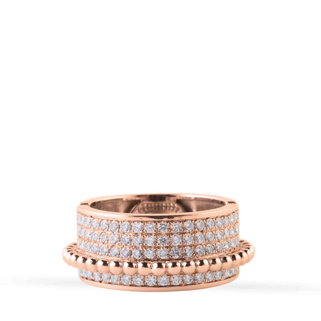 pink gold ring with white diamonds