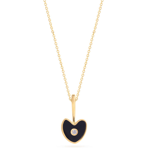 black heart gold necklace with white diamonds